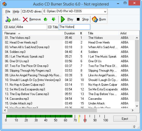 Audio CD Brenner mit CD-Text
