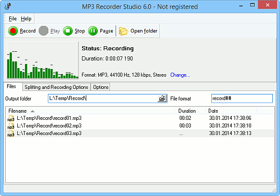 Tonaufnahme mit MP3 Recorder Studio