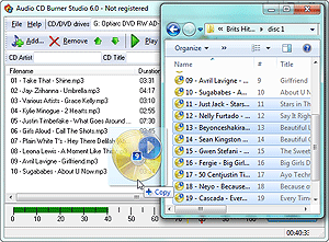 Drag and Drop your files to burn them to Audio CD