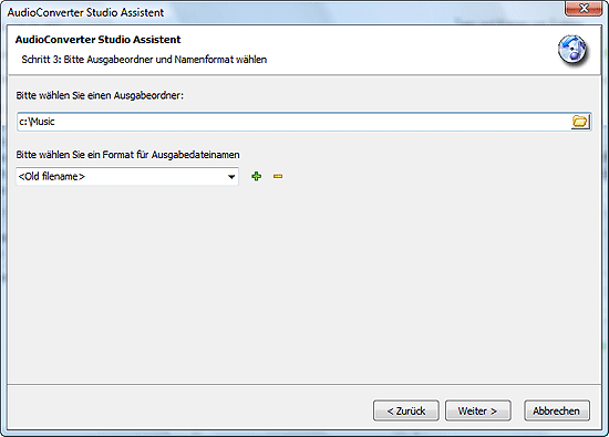 Ausgabeordner und Dateinameformat