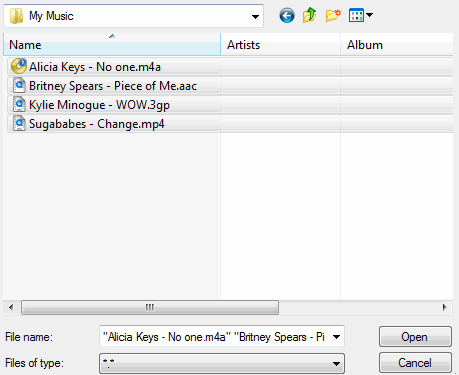 Dateien zum Konvertieren wählen