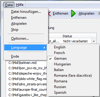 Wählen Sie Ihre Sprache aus der Liste