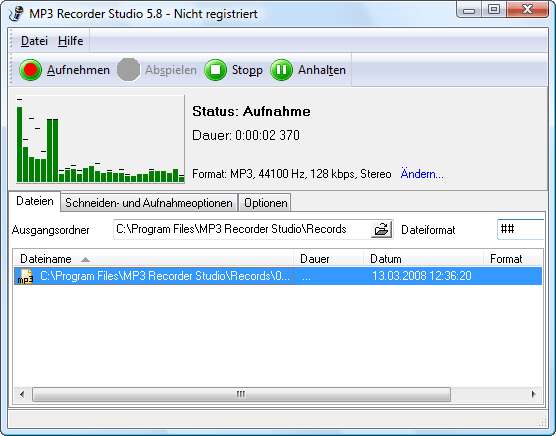 MP3 Recorder Studio: Tonaufnahme