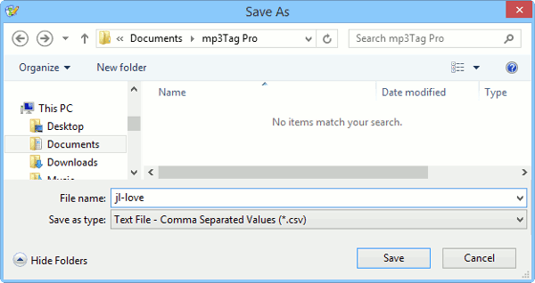 Tags in CSV speichern