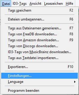 Datei - Einstellungen