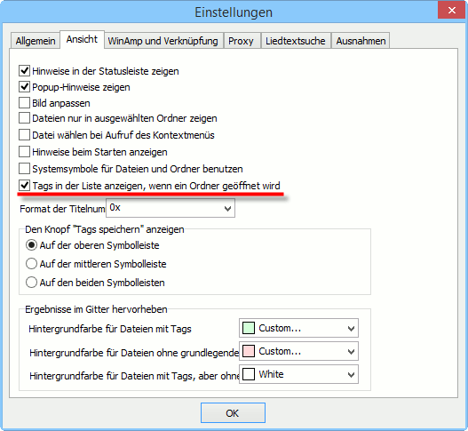 ID3-Tags in der Dateiliste anzeigen