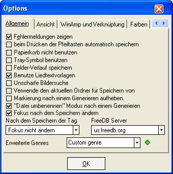 Allgemeine Optionen
