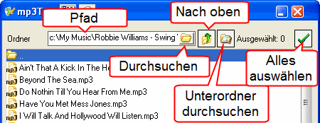 MP3 Dateien zum Taggen auswhlen